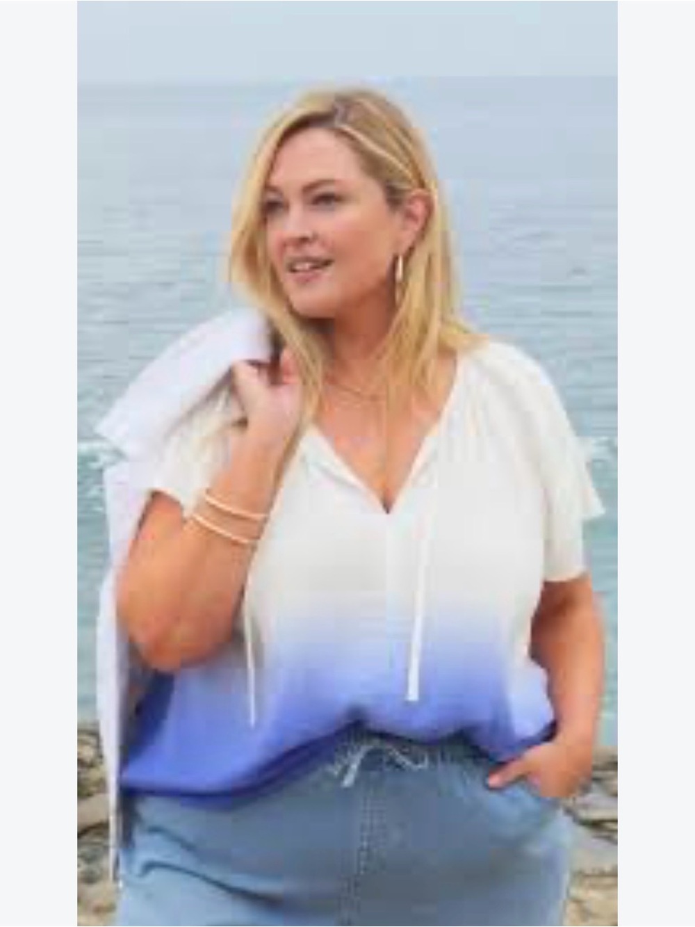 Lane Bryant White to Blue Ombre Top 14/16
